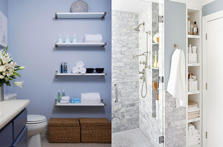 Навесные полки для ванной комнаты - виды полочек и способы размещения