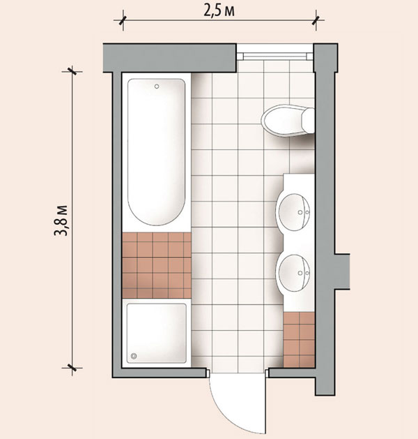 Планировка ванной комнаты совмещенной с туалетом, расположение сантехники в совмещенном санузле для квартиры и частном дома, расположение душевой кабины