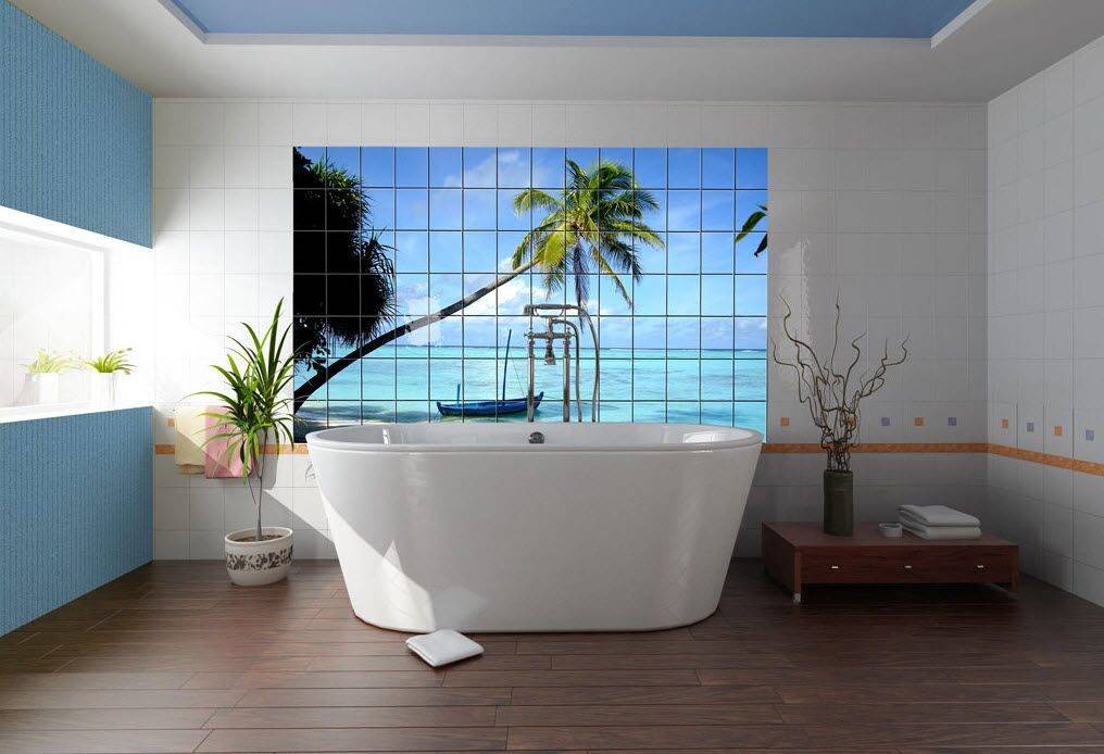 Керамическая фотоплитка для ванной комнаты, фотопечать и дизайн