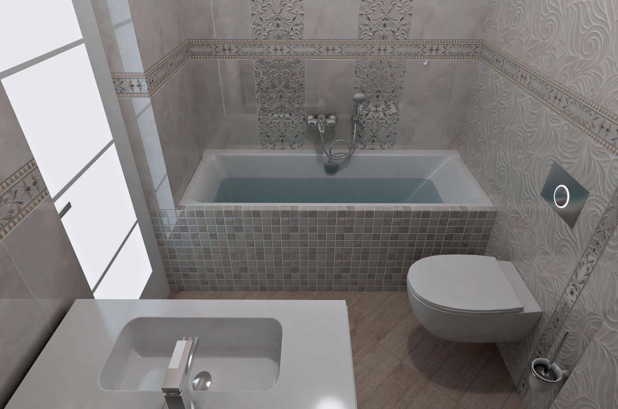 Дизайн маленькой ванной комнаты плиткой керама марацци