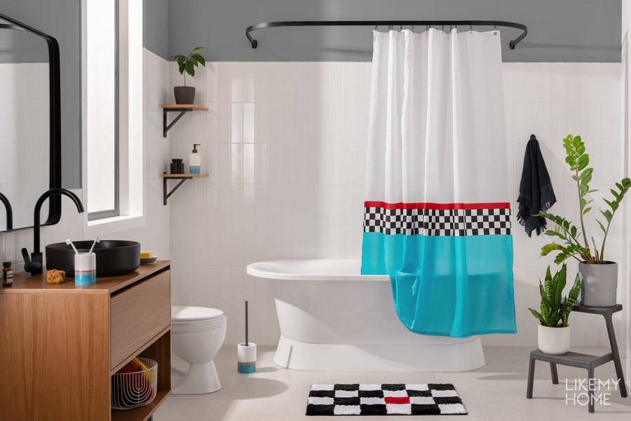 Шторы для ванной текстильные водоотталкивающие - тканевые шторки в ванную комнату, размеры: высота стандарт