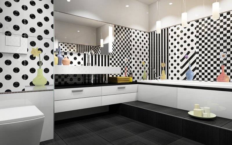 Черно-белая ванная комната: 15 идей для стильного оформления
