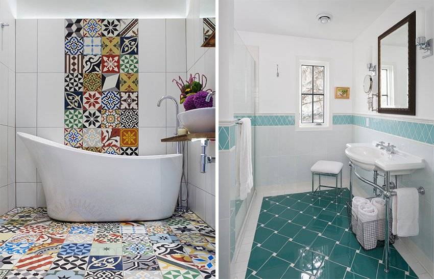 7 удачных примеров сочетания плитки и краски в ванной