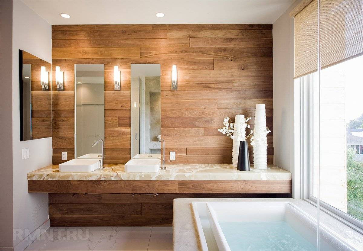 Отделка ванной комнаты деревом, фото в интерьере и дизайн