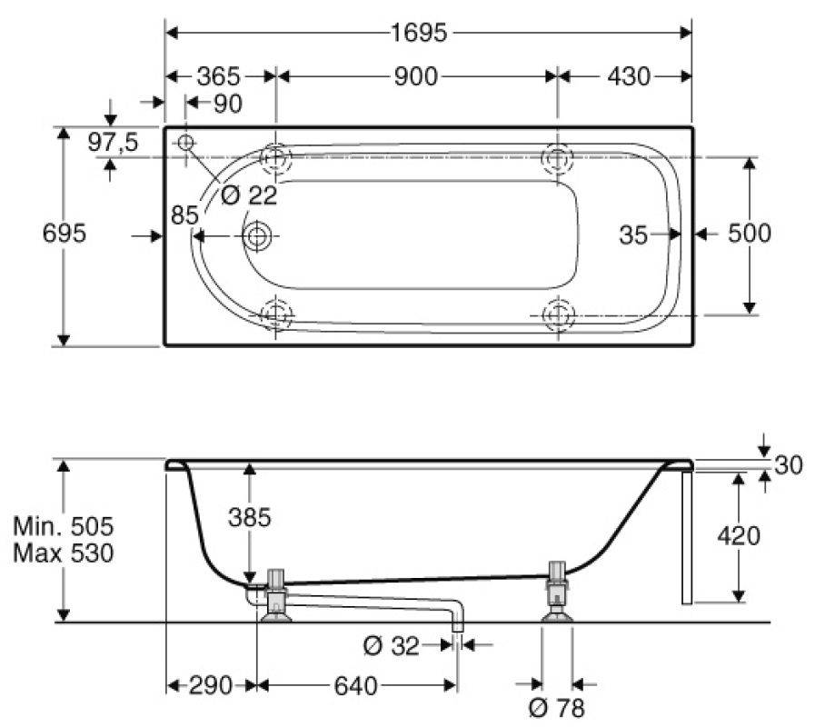 Стандартные размеры акриловых ванн: прямоугольных и угловых