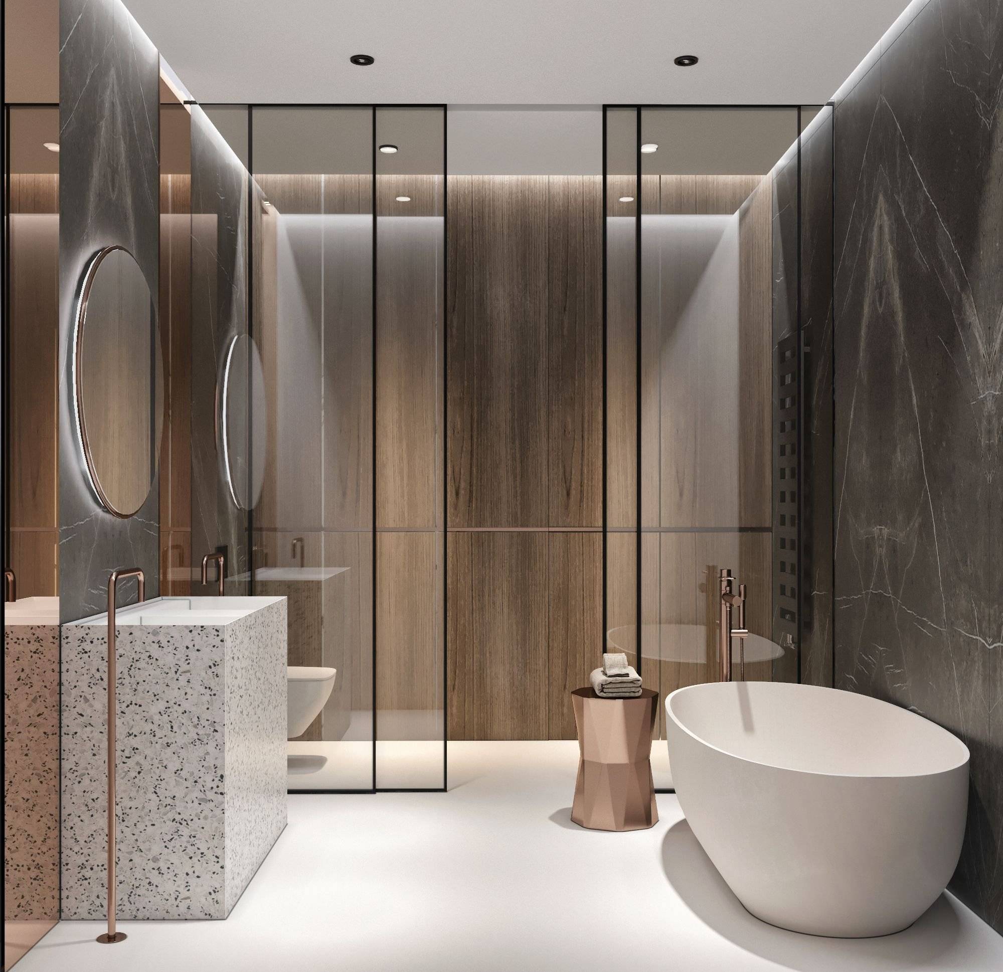 Дизайн ванной 2023: стили, актуальные цвета, декор, освещение, модные идеи
