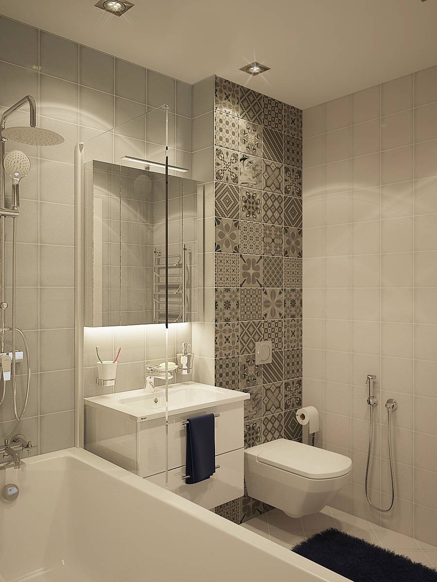 Недорогой дизайн ванной комнаты - дизайны эконом класса (фото)
